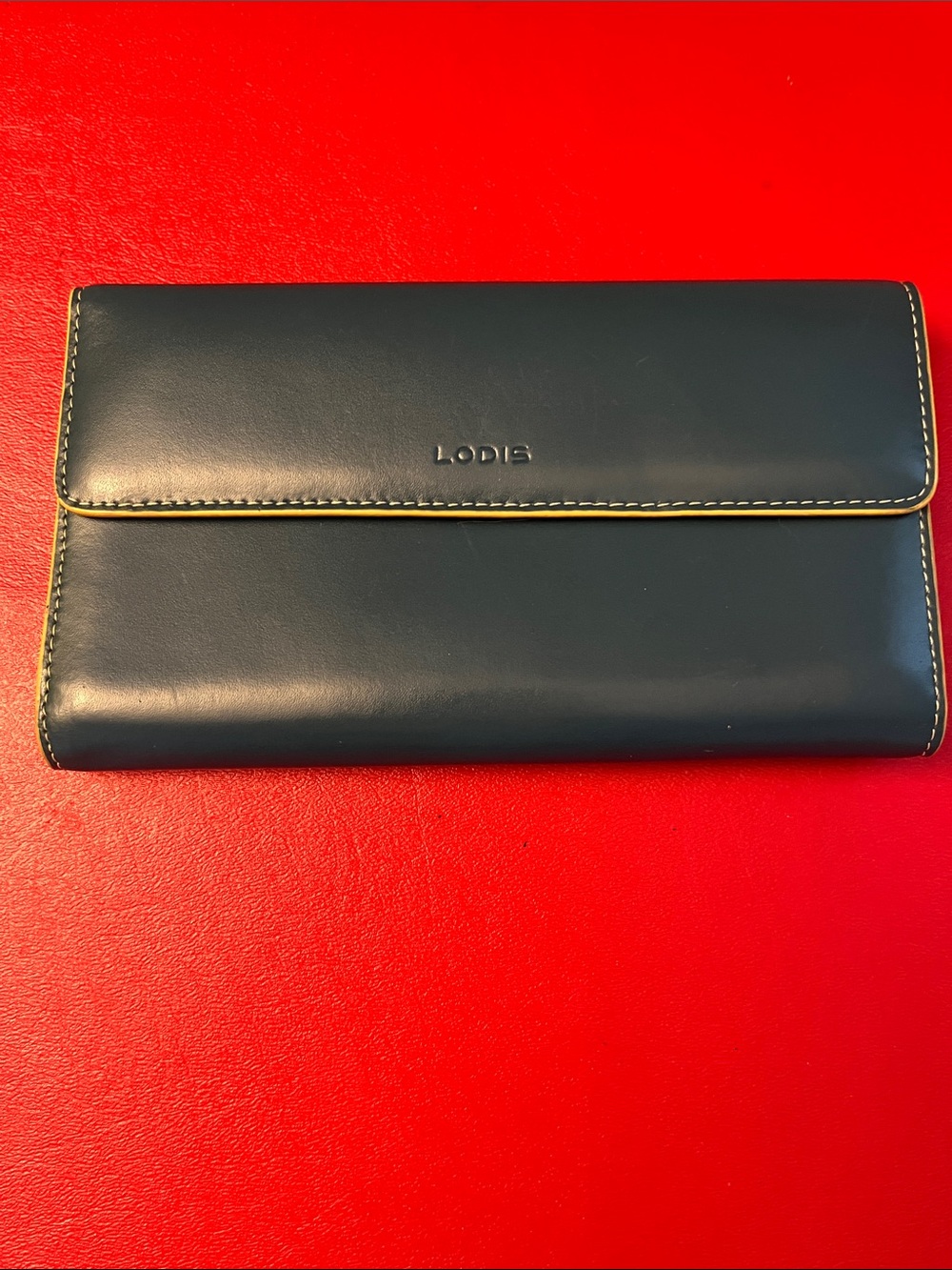 Lodis Audrey RFID Luna Clutch Wallet Leather Wallet turquoise green with Yellow